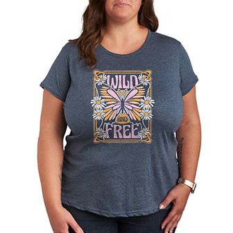 Plus Wild And Free Butterfly Graphic Tee