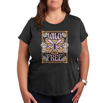 Plus Wild And Free Butterfly Graphic Tee