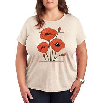Plus Framed Poppies Graphic Tee