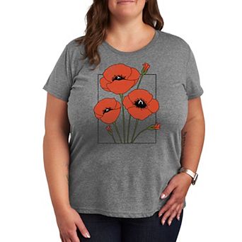 Plus Framed Poppies Graphic Tee