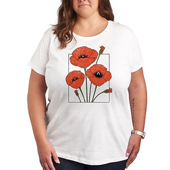 Plus Framed Poppies Graphic Tee