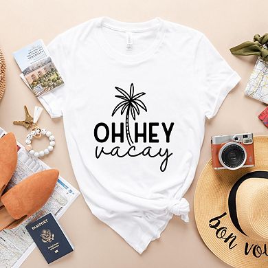 Hey Vacay Palm Tree Short Sleeve Graphic Tee