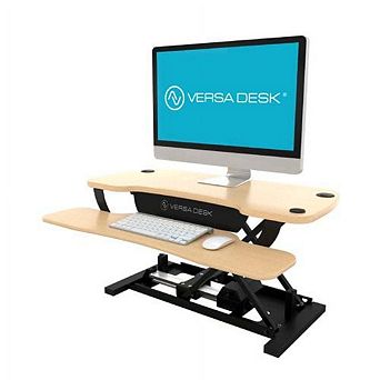 VersaDesk PowerPro 36"W Electric Adjustable Standing Desk Converter, Black-Maple