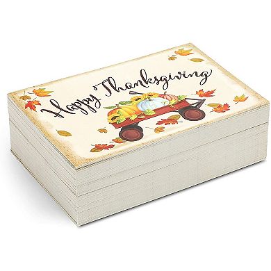 96 Pack Thanksgiving Postcards for Fall, Happy Thanksgiving Cards with Wagon