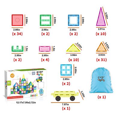 EverPlay 10 PC Magnetic Tiles, Magnetic Building Blocks for Kids, Magnet for Kids 3+