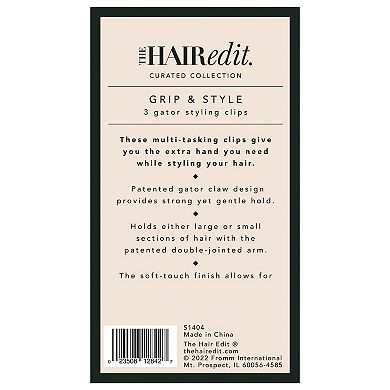 The Hair Edit Grip & Style Pink Gator Sectioning Hair Clips 3-piece Set