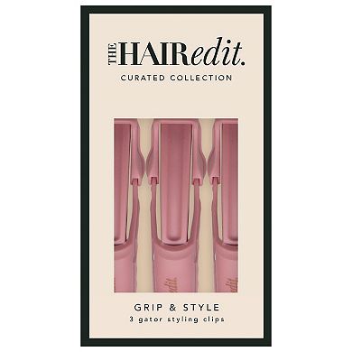The Hair Edit Grip & Style Pink Gator Sectioning Hair Clips 3-piece Set