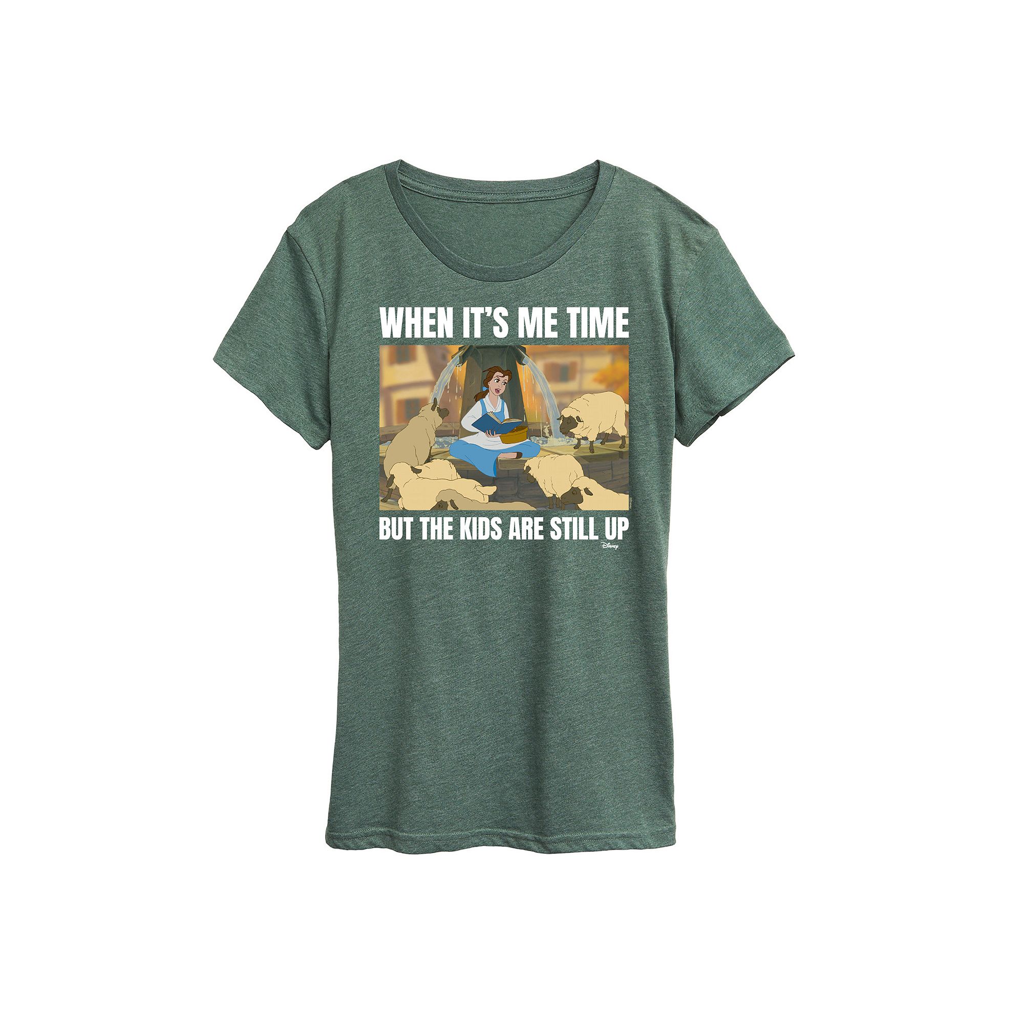 Disney Princess Belle Womens Me Time Meme Graphic Tee, Size: Small, Grey G