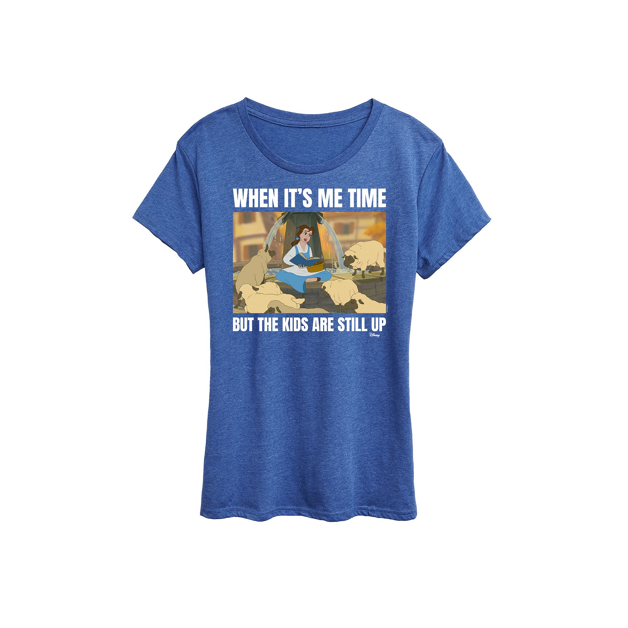 Disney Princess Belle Womens Me Time Meme Graphic Tee, Size: Small, Grey R