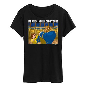 Disney's Beauty and the Beast Women's When I Hear Disney Song Meme Graphic Tee