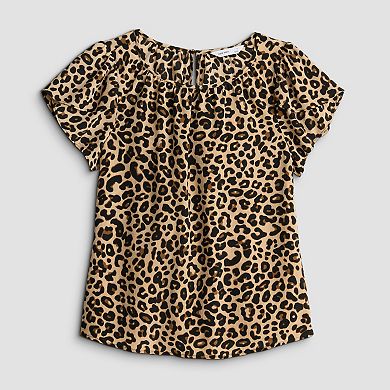 Women's Nine West Gathered Crewneck Tulip Sleeve Blouse