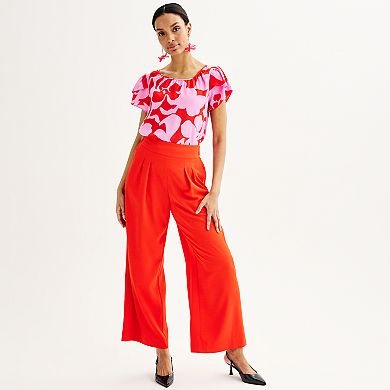 Women's Nine West Gathered Crewneck Tulip Sleeve Blouse