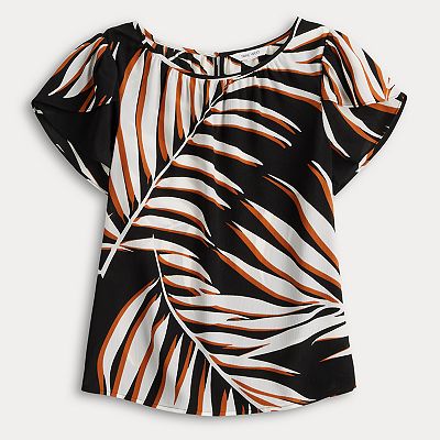 heve スウェットTulip sleeve bonding blouse Women's Nine West Gathered Crewneck Tulip Sleeve Blouse
