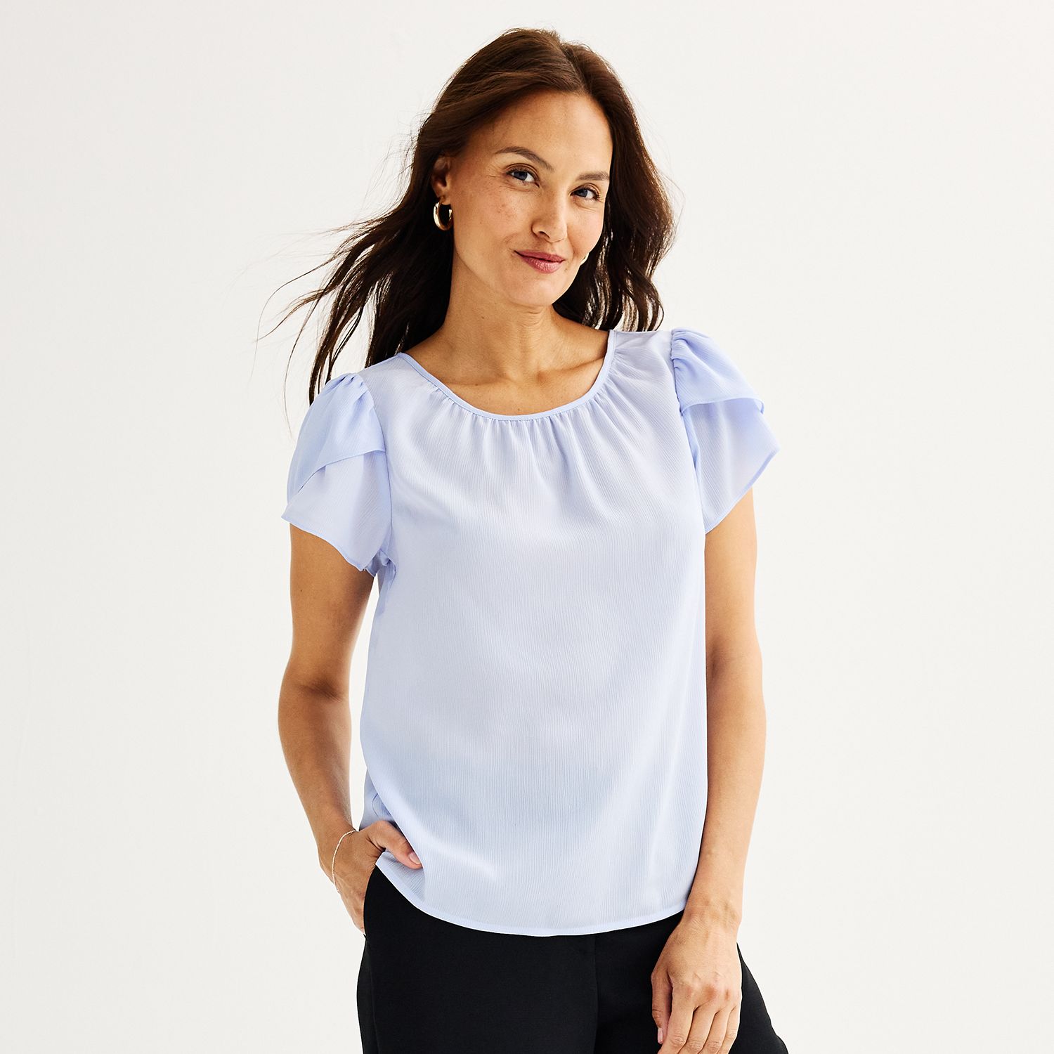 Nine West Women's Solid ITY Top - Contemporary Boiled Wool Sweater Blouse - View #5
