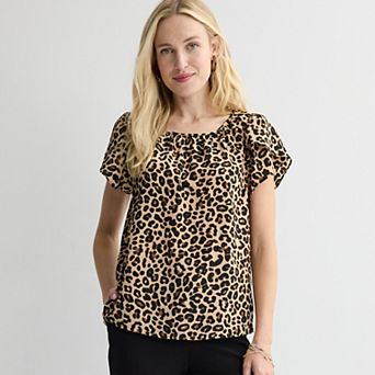Women's Nine West Gathered Crewneck Tulip Sleeve Blouse