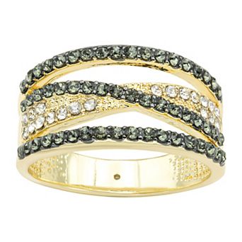 City Luxe Two-Tone Crystal Pave Band Openwork Ring