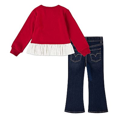 Girls 4-6x Levi's® Sparkle Crewneck & Flared Jeans 2-Piece Set