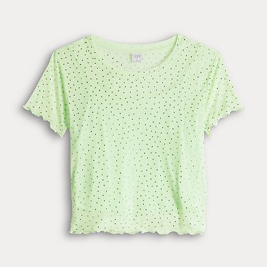 Juniors' Tinseltown Short Sleeve Rhinestone Mesh Top