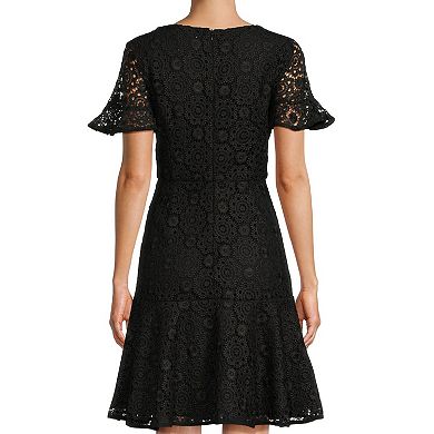 Women's Focus By Shani Lace Dress with Flounce Hem