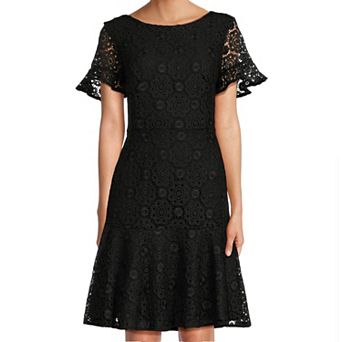 Women's Focus By Shani Lace Dress with Flounce Hem