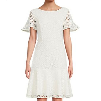 Women's Focus By Shani Lace Dress with Flounce Hem