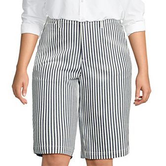 Plus Size Lands' End Elastic Back Classic Bermuda 12" Chino Shorts