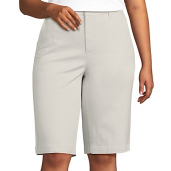 Plus Size Lands' End Elastic Back Classic Bermuda 12" Chino Shorts