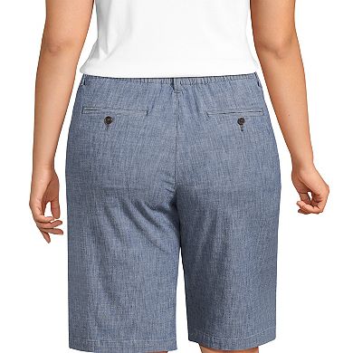 Plus Size Lands' End Elastic Back Classic 12" Chambray Shorts