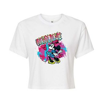 Disney's Minnie Mouse Juniors' Graffiti Cropped Tee