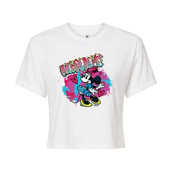 Disney's Minnie Mouse Juniors' Graffiti Cropped Tee