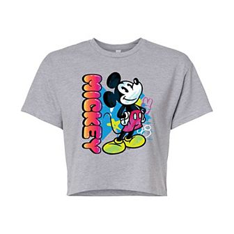 Disney's Mickey Mouse Juniors' Graffiti Cropped Tee