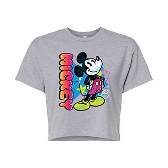 Disney's Mickey Mouse Juniors' Graffiti Cropped Tee