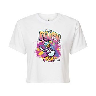 Disney's Daisy Duck Juniors' Graffiti Cropped Tee