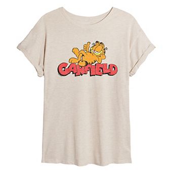 Juniors' Garfield Laying Oversized Tee