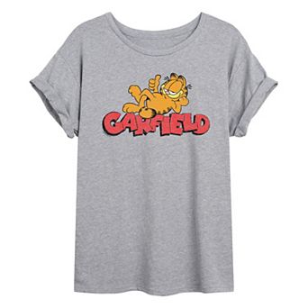 Juniors' Garfield Laying Oversized Tee