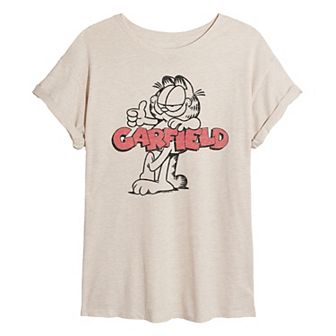 Juniors' Garfield Thumbs Up Oversized Tee