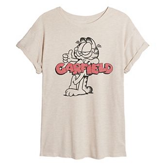 Juniors' Garfield Thumbs Up Oversized Tee