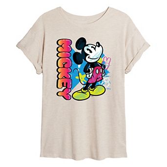 Disney's Mickey Mouse Juniors' Graffiti Oversized Tee