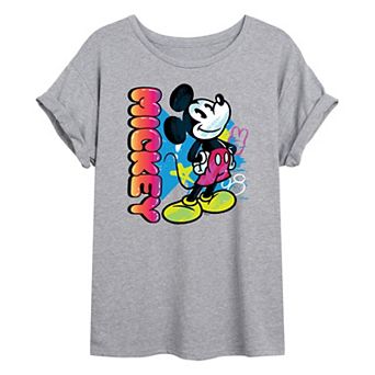 Disney's Mickey Mouse Juniors' Graffiti Oversized Tee