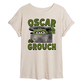 Juniors' Sesame Street Oscar Oversized Tee