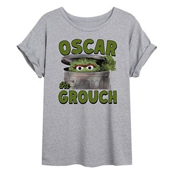 Juniors' Sesame Street Oscar Oversized Tee