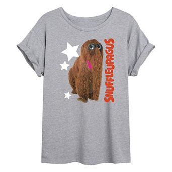Juniors' Sesame Street Mr. Snuffleupagus Oversized Tee
