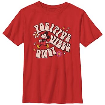 Disney's Mickey Mouse Boys 8-20 Retro Positive Vibes Only Graphic Tee