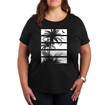 Plus Palm Tree Silhouette Panels Graphic Tee