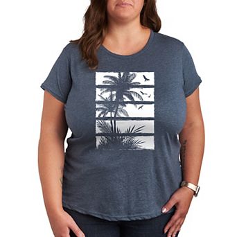 Plus Palm Tree Silhouette Panels Graphic Tee