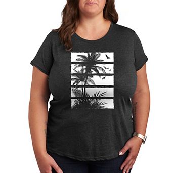 Plus Palm Tree Silhouette Panels Graphic Tee