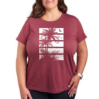Plus Palm Tree Silhouette Panels Graphic Tee