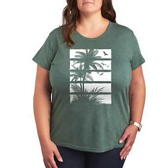 Plus Palm Tree Silhouette Panels Graphic Tee