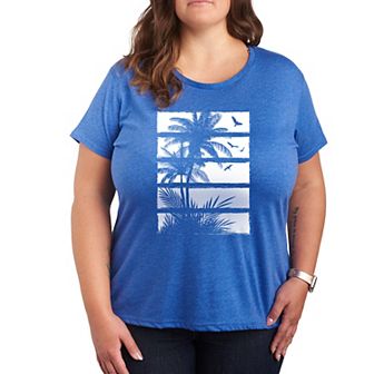 Plus Palm Tree Silhouette Panels Graphic Tee