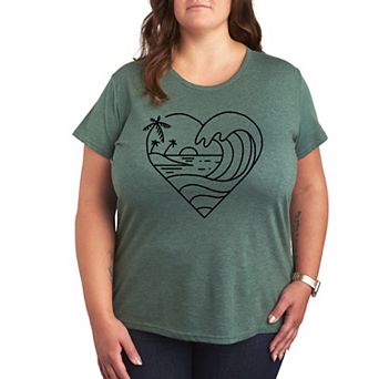 Plus Heart Ocean Line Art Graphic Tee